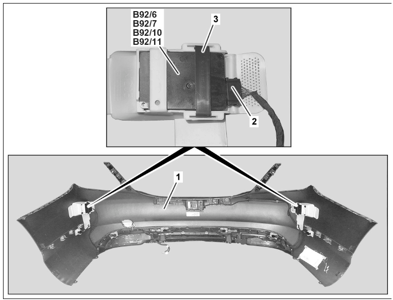 Where is the Mercedes blind spot detection sensor located?