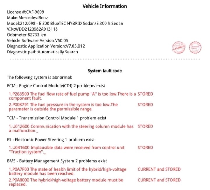 Mercedes E300 Hybrid Not Starting