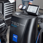 Mercedes-Benz connected to AC service machine during climate control troubleshooting