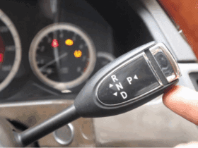 Close-up of Mercedes PRND gear selector used for diagnosing transmission issues